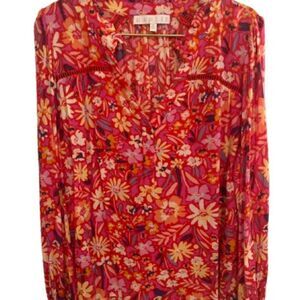 Karlie Red Graphic Long Sleeve Blouse